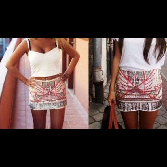 New ZARA Graphic tribal pattern sequin skirt - Picture 7 of 8